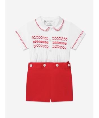 Rachel Riley Baby Boys Smocked Set in Red votre