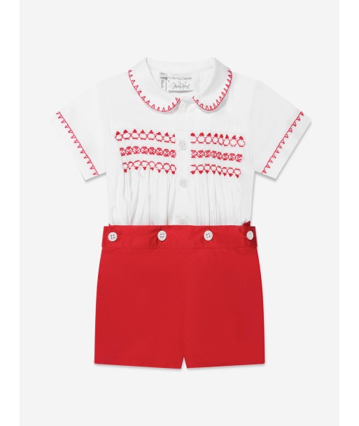 Rachel Riley Baby Boys Smocked Set in Red votre