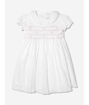 Rachel Riley Baby Girls Swiss Dot Smocked Dress And Bloomers in Ivory soldes