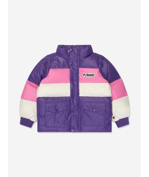 Mini Rodini Girls Zip Sleeve Puffer Jacket in Purple 50% de réduction en Octobre 2024