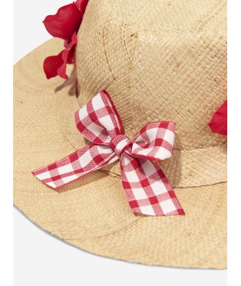 Selini Action Girls Poppy And Bows Straw Hat in Beige sur le site 