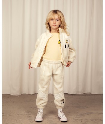 Mini Rodini Kids Penguin Pile Zip Sweatshirt in White d'Europe débarque