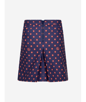 Gucci Girls Navy GG Embroidered Skirt Faites des économies