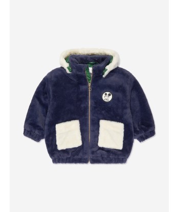 Mini Rodini Kids What's Cooking Faux Fur Jacket in Navy une grave pollution 