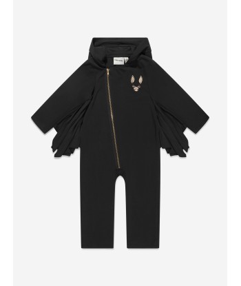 Mini Rodini Kids Bat Sleeve Onesie in Black Pour