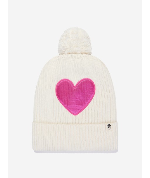 Mini Rodini Girls Hearts Knitted Pom Pom Hat in White l'achat 