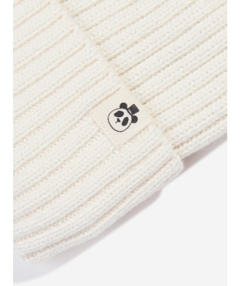 Mini Rodini Girls Hearts Knitted Pom Pom Hat in White l'achat 