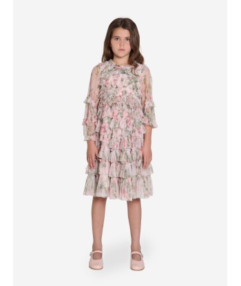 Needle & Thread Girls English Rose Ruffle Dress in Pink paiement sécurisé