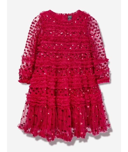 Needle & Thread Girls Vivian Long Sleeve Dress in Red les ligaments