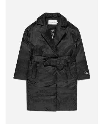 Calvin Klein Girls Debossing AOP Blazer Coat in Black de l' environnement