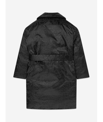 Calvin Klein Girls Debossing AOP Blazer Coat in Black de l' environnement