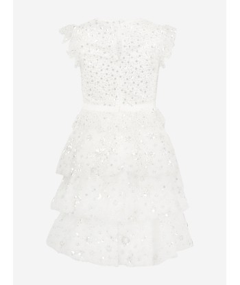 Self Portrait Girls Embellished Dress in White les ligaments