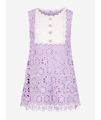 Self Portrait Girls Floral Lace Dress in Lilac basket pas cher