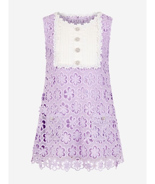 Self Portrait Girls Floral Lace Dress in Lilac basket pas cher