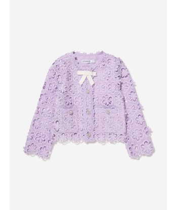 Self Portrait Girls Floral Lace Jacket in Lilac online