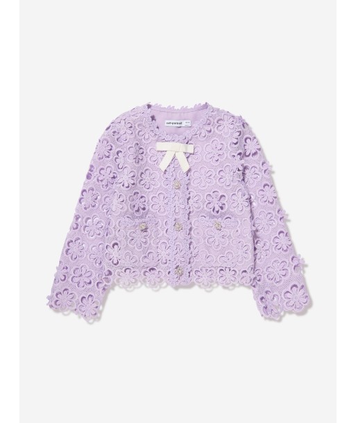 Self Portrait Girls Floral Lace Jacket in Lilac online