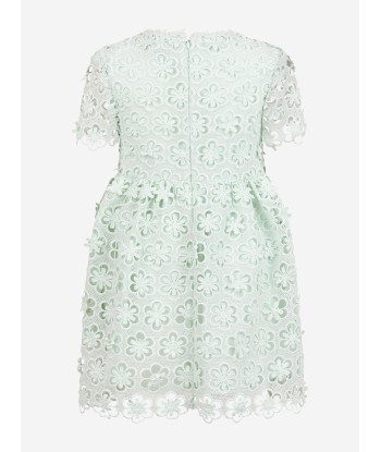 Self Portrait Girls Floral Lace Dress in Green les ligaments