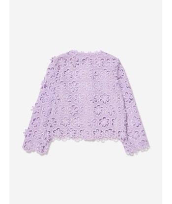 Self Portrait Girls Floral Lace Jacket in Lilac online