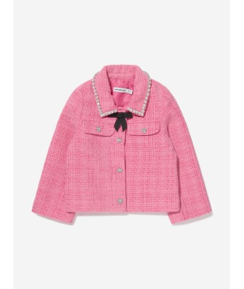 Self Portrait Girls Textured Woven Jacket in Pink Venez découvrir notre 