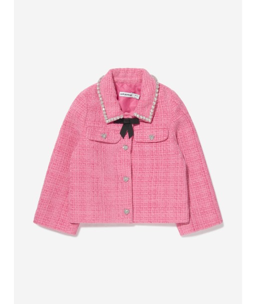 Self Portrait Girls Textured Woven Jacket in Pink Venez découvrir notre 