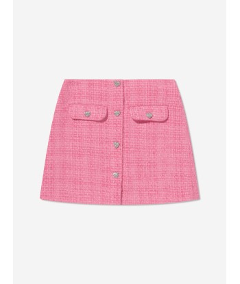 Self Portrait Girls Textured Woven Mini Skirt in Pink Le MVP de beaucoup