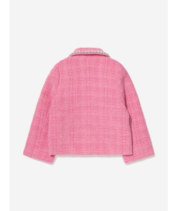 Self Portrait Girls Textured Woven Jacket in Pink Venez découvrir notre 