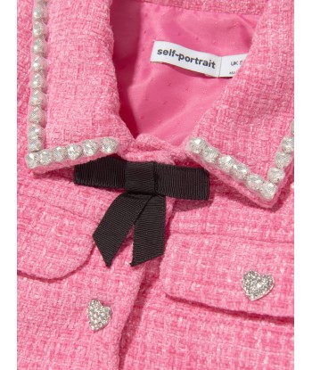 Self Portrait Girls Textured Woven Jacket in Pink Venez découvrir notre 