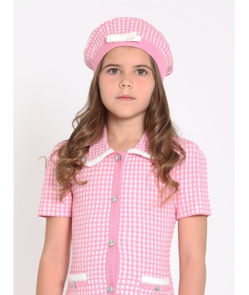 Self Portrait Girls Knit Beret in Pink de France