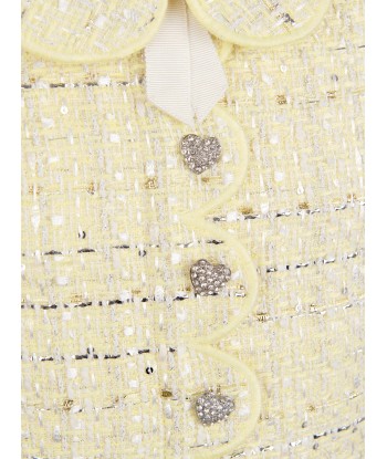 Self Portrait Girls Boucle Dress in Yellow commande en ligne