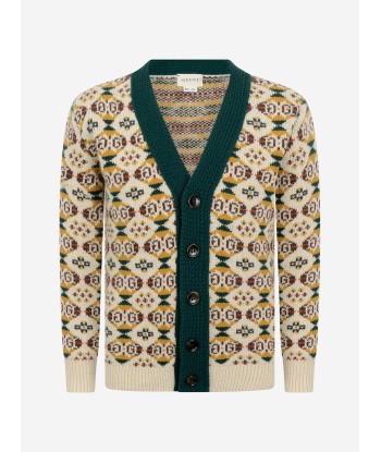 GUCCI Boys Beige Jacquard Cardigan store