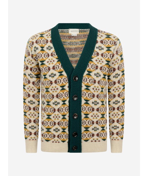 GUCCI Boys Beige Jacquard Cardigan store