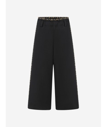 Fendi Girls Black Wide Leg Logo Trousers Véritable concentré