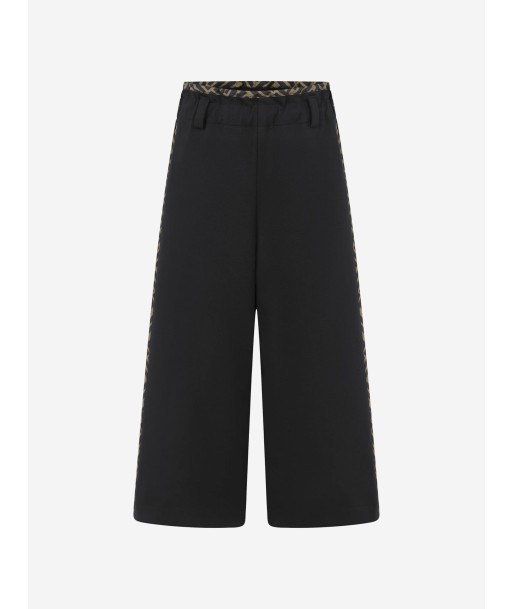 Fendi Girls Black Wide Leg Logo Trousers Véritable concentré