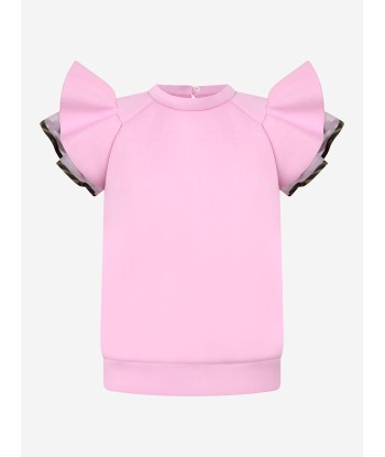 Fendi Girls Pink Ruffle Sleeve Top acheter en ligne