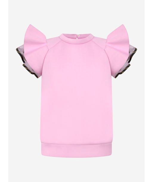 Fendi Girls Pink Ruffle Sleeve Top acheter en ligne