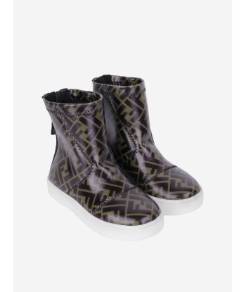 Fendi Kids Patent Brown FF Logo Boots sélection de produits