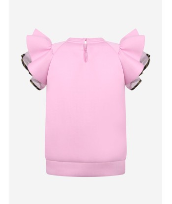 Fendi Girls Pink Ruffle Sleeve Top acheter en ligne