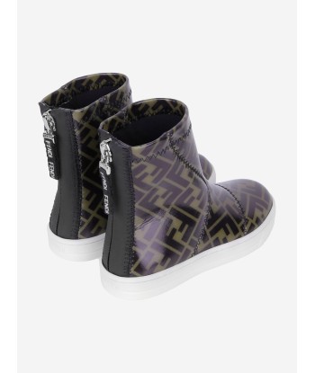 Fendi Kids Patent Brown FF Logo Boots sélection de produits