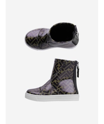 Fendi Kids Patent Brown FF Logo Boots sélection de produits