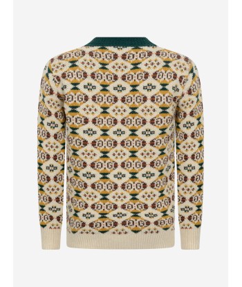 GUCCI Boys Beige Jacquard Cardigan store