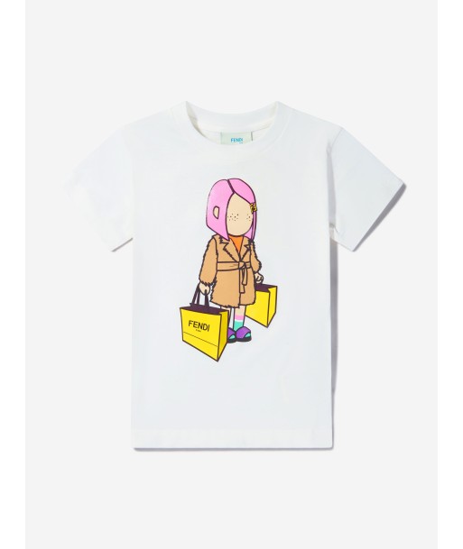 Fendi Girls Cotton Fashionista Print T-Shirt prix pour 