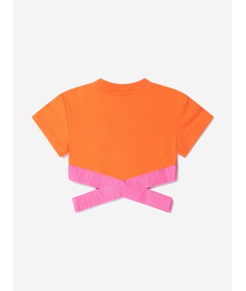 Fendi Girls Cotton Cropped Logo Tape T-Shirt Jusqu'à 80% De Réduction