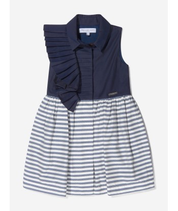 Jessie And James Girls Cotton Pleated Frill Striped Dress rembourrage situé sous