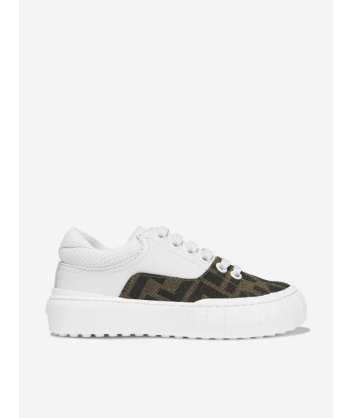 Fendi Unisex Leather And Canvas Logo Trainers Pour