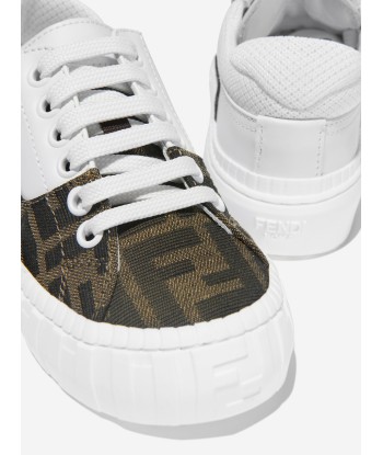 Fendi Unisex Leather And Canvas Logo Trainers Pour