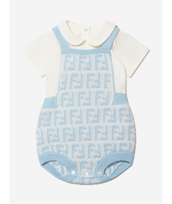 Fendi Baby Unisex Knit FF Logo Romper Set de pas cher