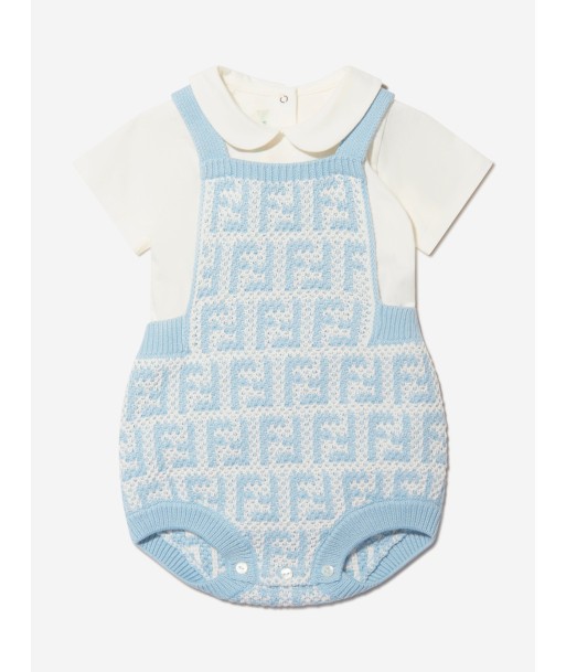 Fendi Baby Unisex Knit FF Logo Romper Set de pas cher