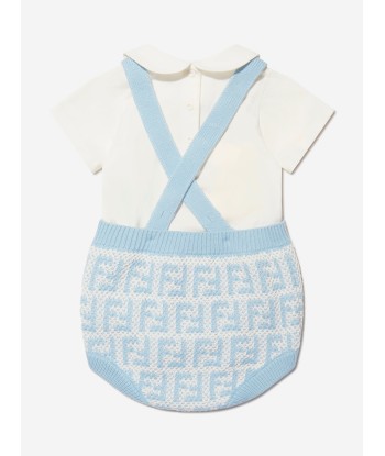 Fendi Baby Unisex Knit FF Logo Romper Set de pas cher