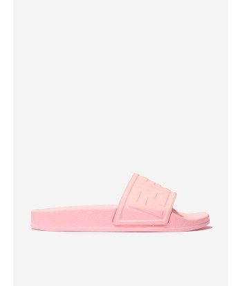 Fendi Girls Logo Embossed Sliders brillant des détails fins