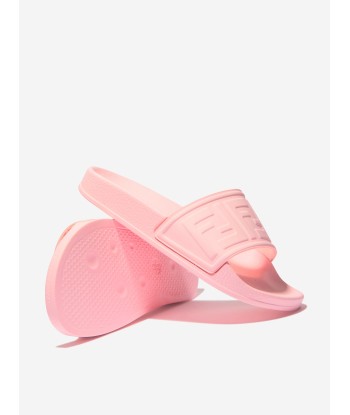 Fendi Girls Logo Embossed Sliders brillant des détails fins